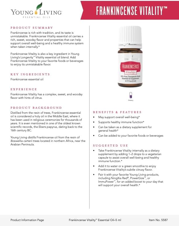 Young Living Frankincense Vitality 5ml Essential Aroma Therapy Oil - Image 4