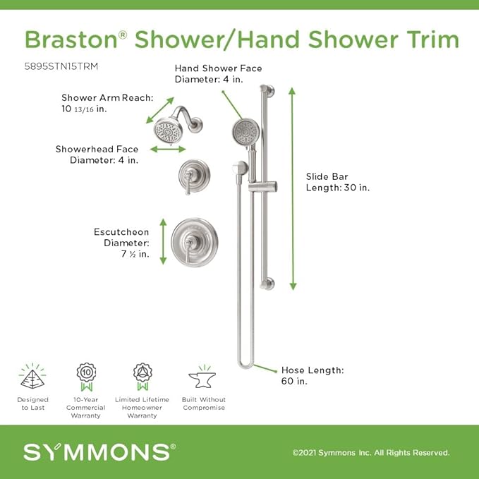 Symmons Braston HydroMersion Double Handle Shower Trim Kit - Image 3