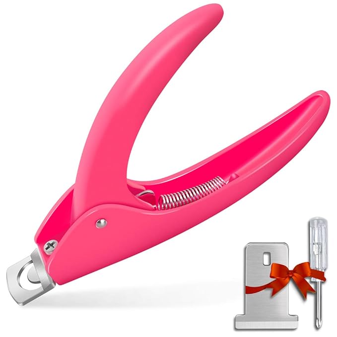 Pink Adjustable Artificial Acrylic Fake Nail False Nail Tip Clipper Cutter by GA%26EN