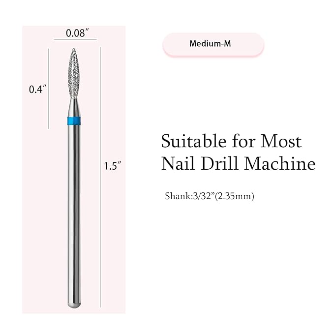 10pcs Diamond Flame Cuticle Drill Bits Set, Professional Cuticle Nail Drill Bits - Image 2