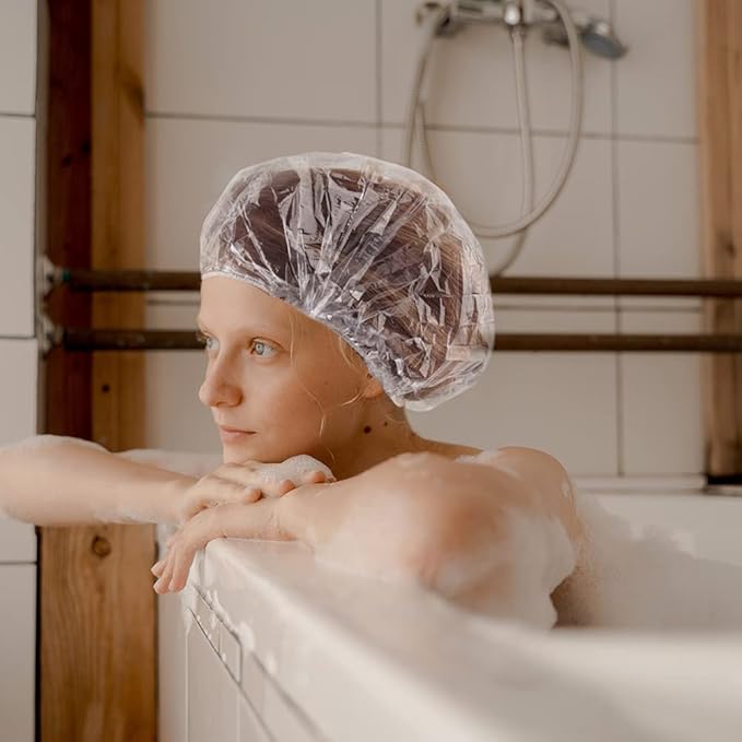 Shower Cap 30 Pcs Disposable Plastic Bath Cap Waterproof Spa Shower Cap XLarge - Image 5