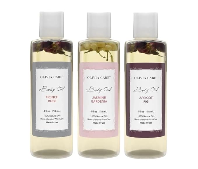 Olivia Care 3 Pack Body Oils: Apricot Fig, French Rose, Jasmine Gardenia by OLIVIACARE