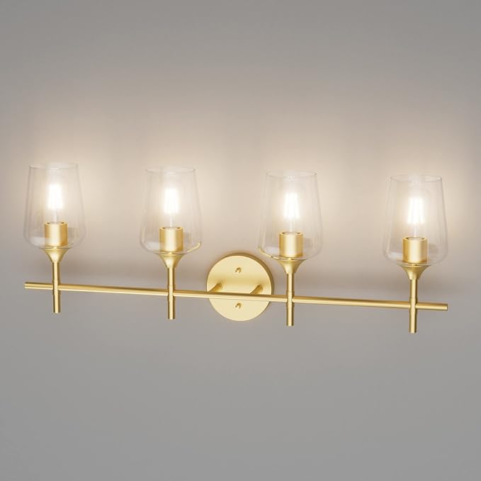 Ralbay 4-Lights Gold Vanity Light Fixture Vintage Gold Vanity Lights Wall - Image 2