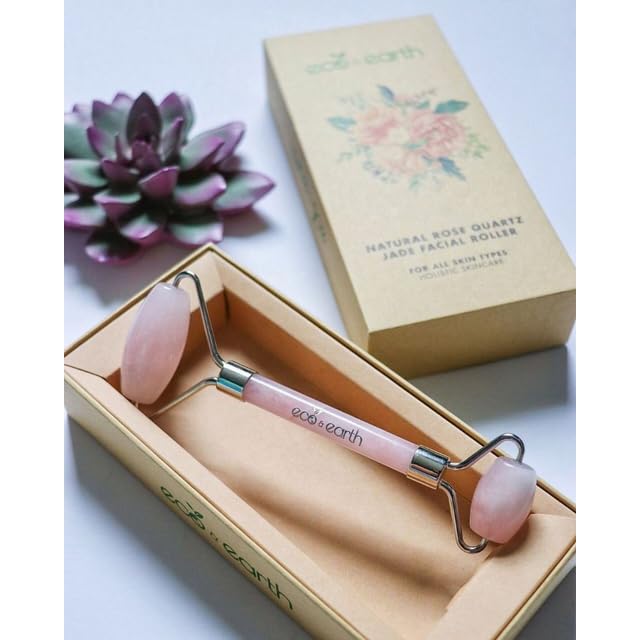 eco & earth Natural Rose Quartz Jade Face Roller - Image 3