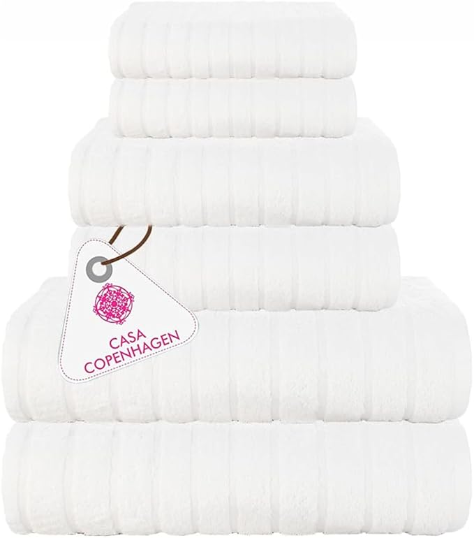 CASA COPENHAGEN Ecstatic 6Pcs 100% Egyptian Cotton Large Designer Towels Gift by CASACOPENHAGEN
