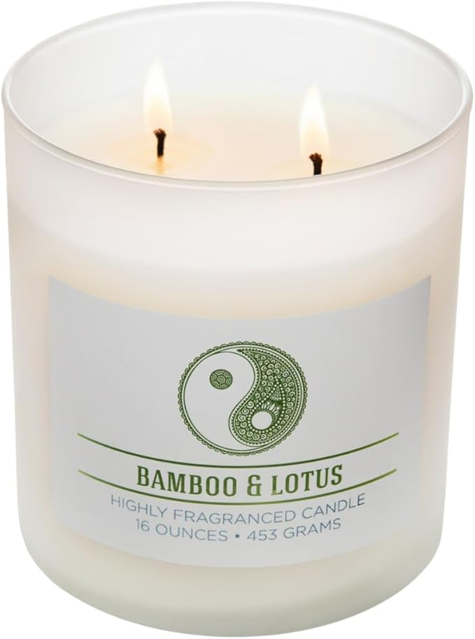 Carolina Bamboo Lotus Scented Candle, 16 oz Wellness Relaxing Aromatherapy - Image 4
