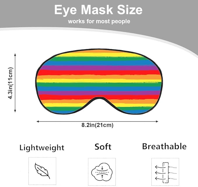 Rainbow Striped Sleep Eye Mask LGBT Flag Color Stripes Art Silk Eye Mask - Image 2
