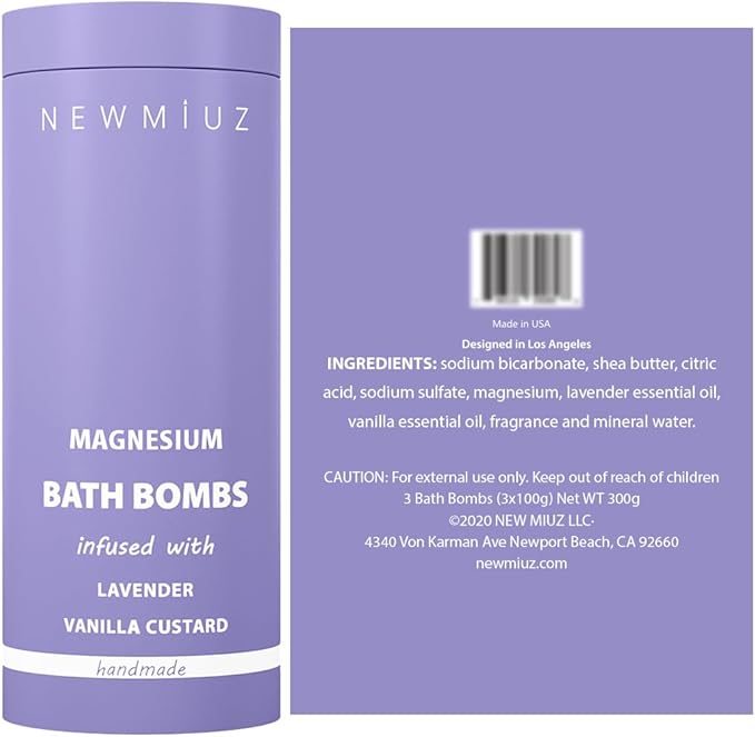 Magnesium Lavender Vanilla Luxury Fizzing Bath Bomb Sensitive Skin Formula - Image 8