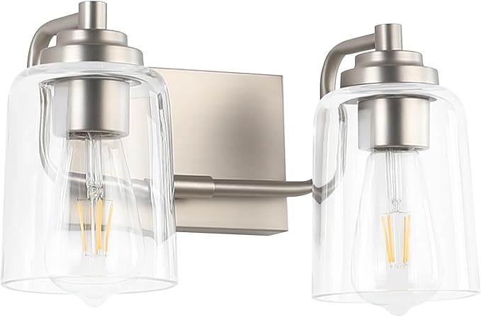 SOLFART Brushed Nickel Vanity Light 2 Light Bathroom Vanity Light Bathroom by SOLFART