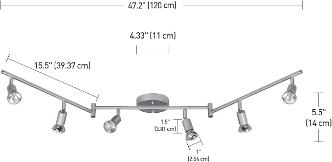 Globe Electric 59351 Payton 6-Light Foldable Track Lighting, Matte Silver - Image 9