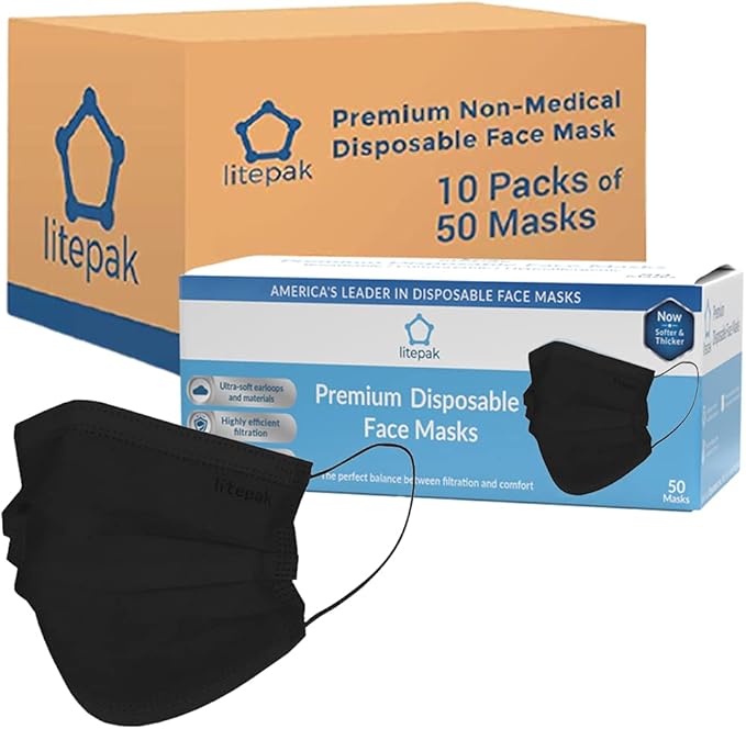 Litepak 500pcs Premium Disposable Face Mask SOFT 3ply Nose Wire - Image 4