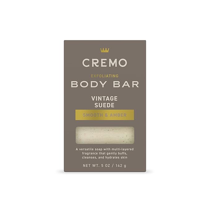 Cremo Exfoliating Body Bar for Men, Vintage Suede Scent, Cleanses and Hydrates by CremoCompany