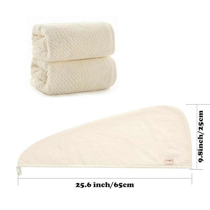 M-bestl 2 Pack Microfiber Hair Towel Wrap, Hair Drying Towel - Image 5