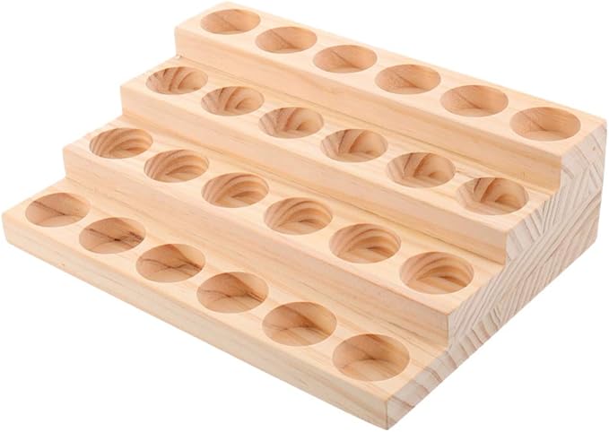 Healifty Wooden Essential Oil Organizer Rack 24 Slots Bottle Display Stand - Image 9