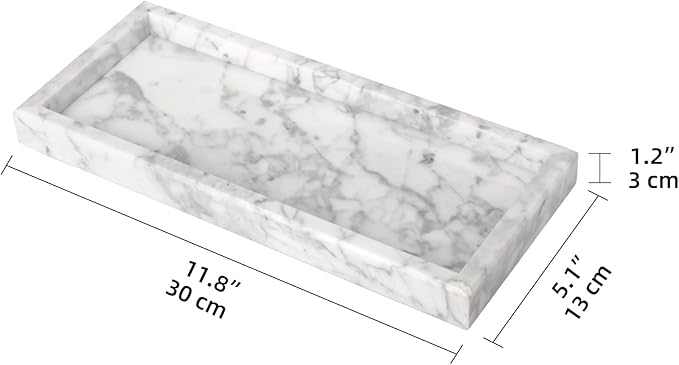 Marble Bathroom Vanity Tray, Natural Luxury Vanity Home Kitchen Bathroom Table - Image 2