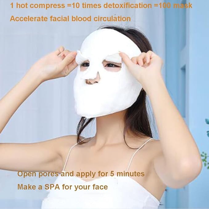 Angzhili 2 Pcs Hot Compress Face Towel Masks, Reusable Facial Steamer Towel - Image 7