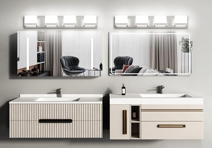 Tipace 4 Lights LED Modern Vanity Light Brushed Nickel Bathroom Lighting - Image 9