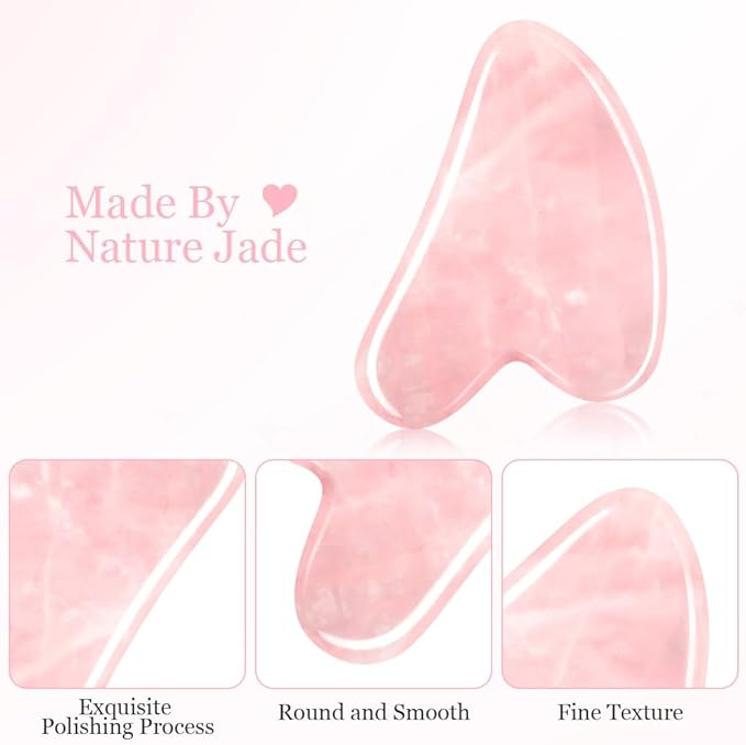 URAQT Gua Sha Facial Tools Rose Quartz Guasha Tools - Image 6