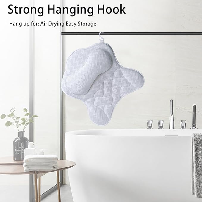 Bath Pillow, Tub Pillow for Bathtub Support Neck, Head and Back - Image 5