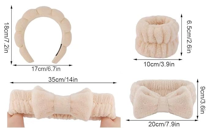 Spa Headband and Wristband Set for Women, Terry Cloth Sponge Headband for - Image 6