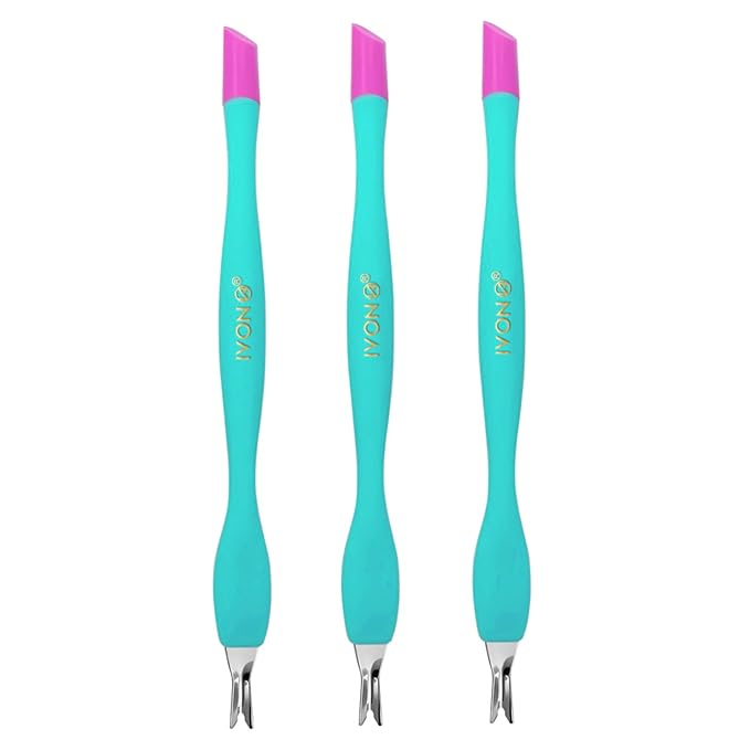 IVON 3pcs Cuticle Trimmer Pusher, Rubber Tip Soft on Nail Bed by IVON