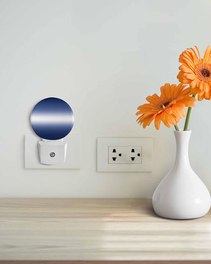 Night Lights Auto Sensor Navy Blue Ombre Night Light Solid Color Round Lamp - Image 4