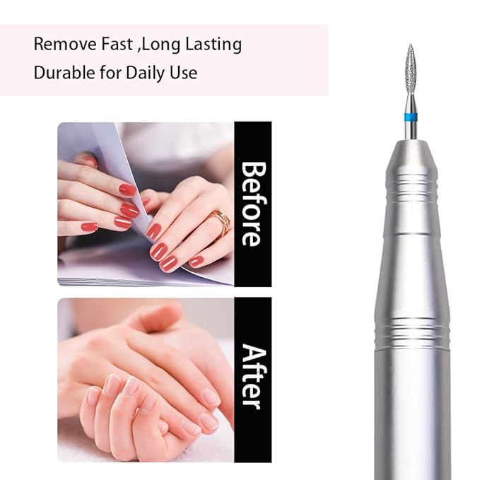 10pcs Diamond Flame Cuticle Drill Bits Set, Professional Cuticle Nail Drill Bits - Image 3