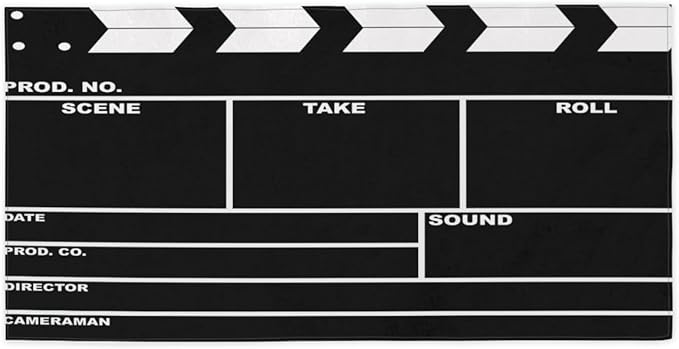 Black Movie Clapboard Beach Towel Oversized Quick Dry Beach Blanket Microfiber - Image 3