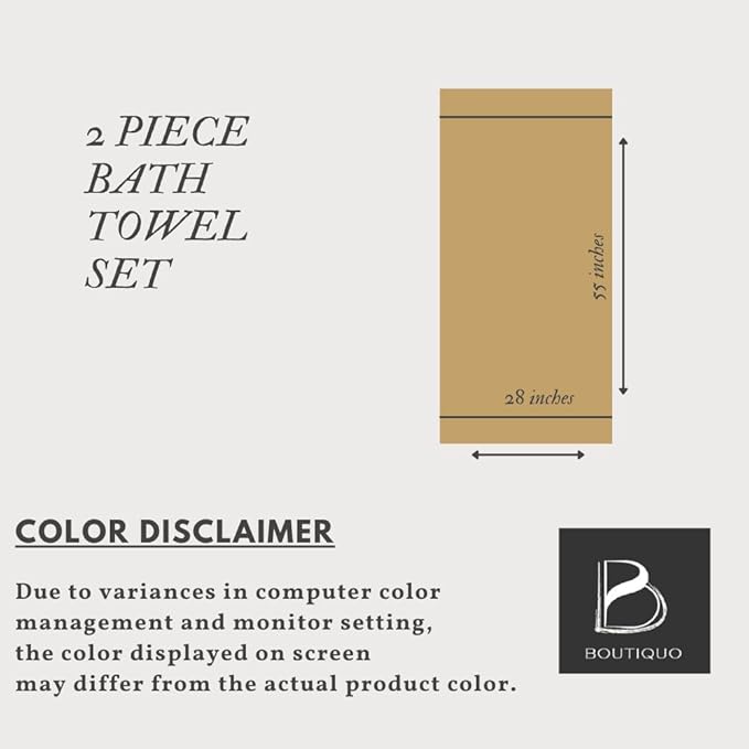 BOUTIQUO 100% Cotton 2 Pack Bath Towel Set 28x55 inches, Eco-Friendly Large - Image 6
