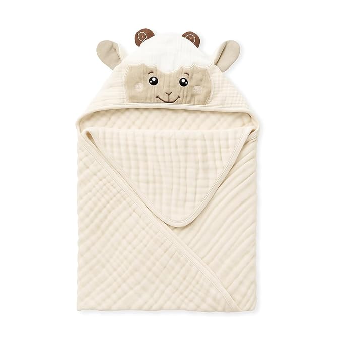 Blissful Diary Muslin Baby Hooded Towel 1 Pack, Soft & Absorbent Bath Towel - Image 8