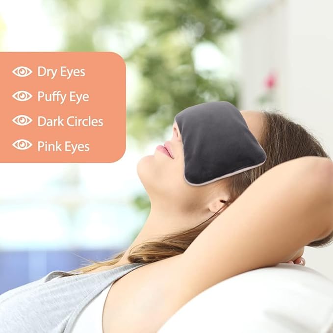 Unscented Weighted Eye Pillow for Yoga, Microwavable Moist Heat Eye Compress - Image 4