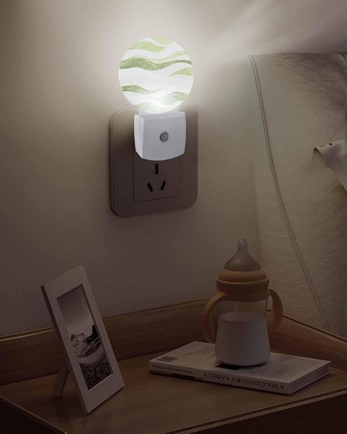 Night Lights Auto Sensor Sage Green Ocean Waves Night Light Abstract Mountain - Image 5