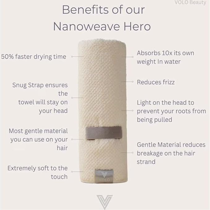 VOLO Hero Hair Towel – Ultra Soft Nanoweave™ Microfiber, Super Absorbent Quick - Image 3