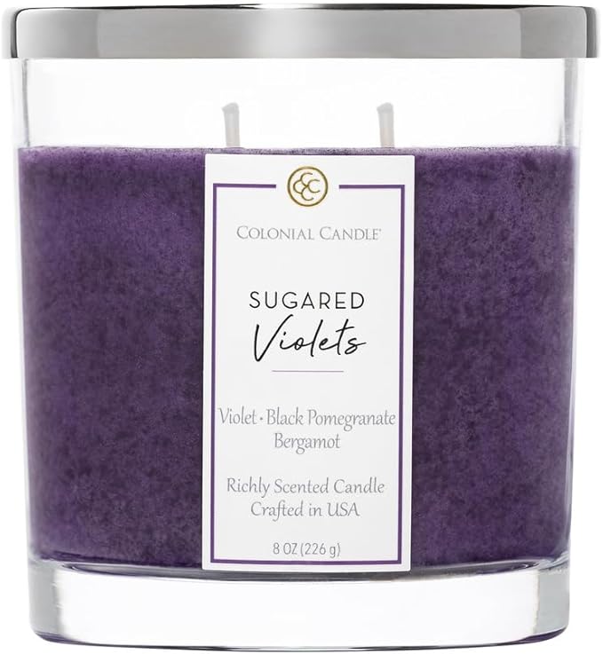 Colonial Candle Sugared Violets Scented Candle Jar, Highly Fragranced Candles by ColonialCandle