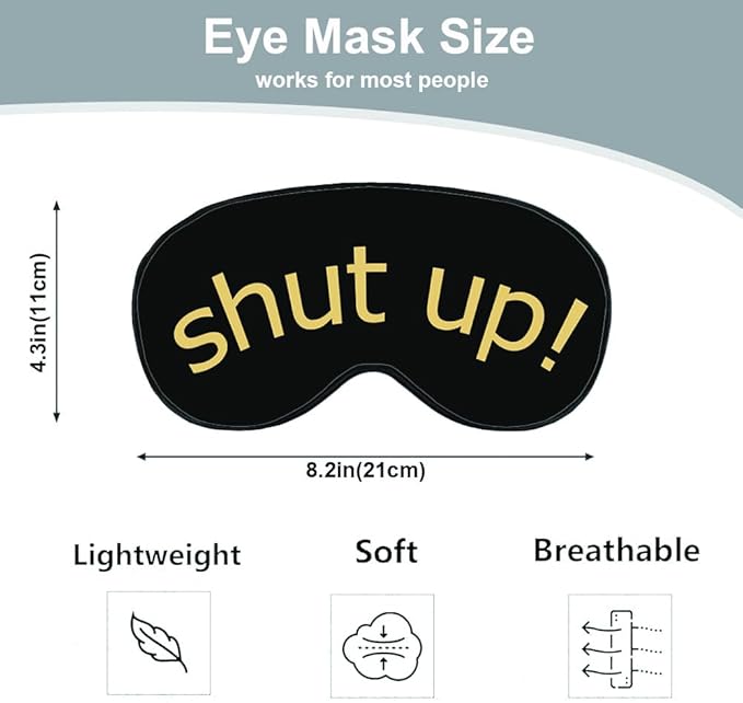Shut Up Sleep Mask Eye Mask Slogan Black Golden Yellow Sleep Mask Light - Image 2