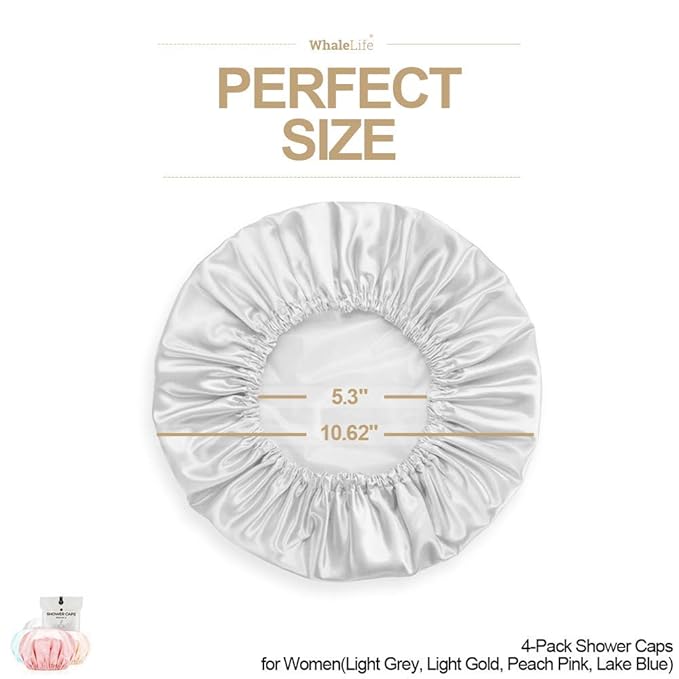 Shower Cap for Women Reusable Extra Large Shower Caps for Men Satin Double - Image 5