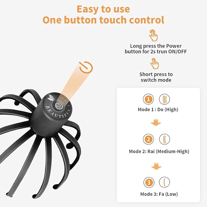 Electric Scalp Massager with 3 Modes, 360 Degree Head Massager, Cordless - Image 3