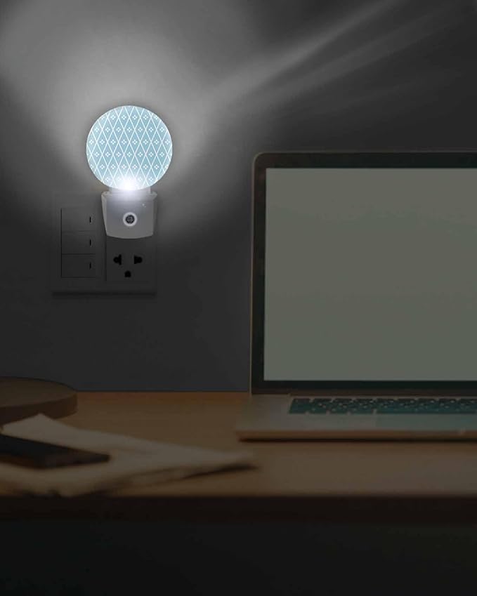 Night Lights Auto Sensor Blue Diamond Night Light Geometric Rhombus Round Lamp - Image 7