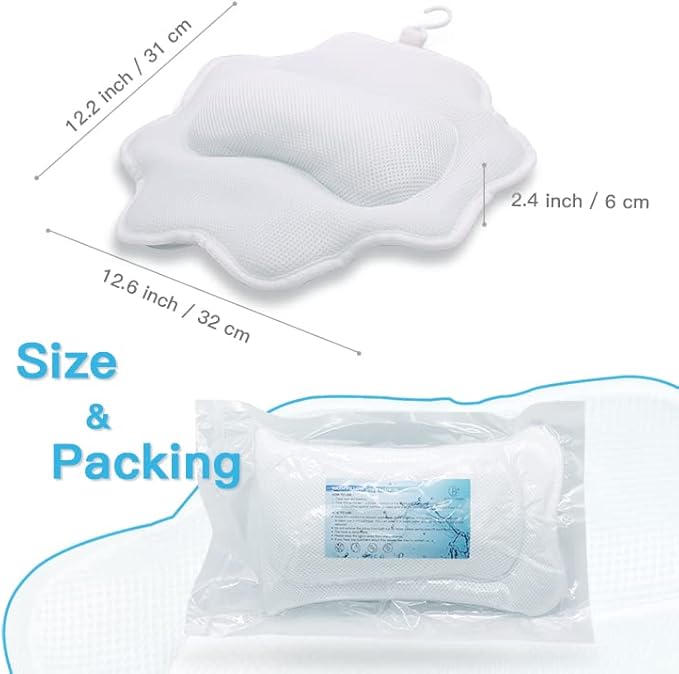 Beautybaby Bathtub Spa Pillow, Non-Slip 4 Strong Suction Cups, Bath Pillows - Image 5