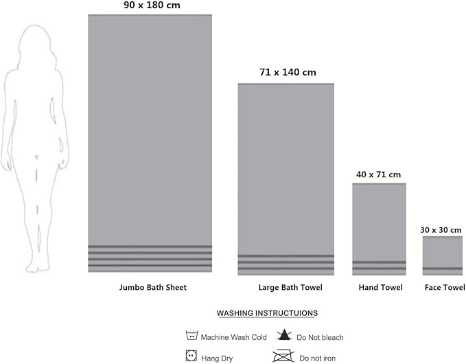 CASA COPENHAGEN Designed in Denmark 600 GSM 2 Large Bath Towels 2 Large Hand - Image 8