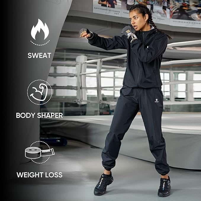 HOTSUIT Sauna Suit Women Machine Washable Sweat Sauna Jacket Pants Anti Rip - Image 2