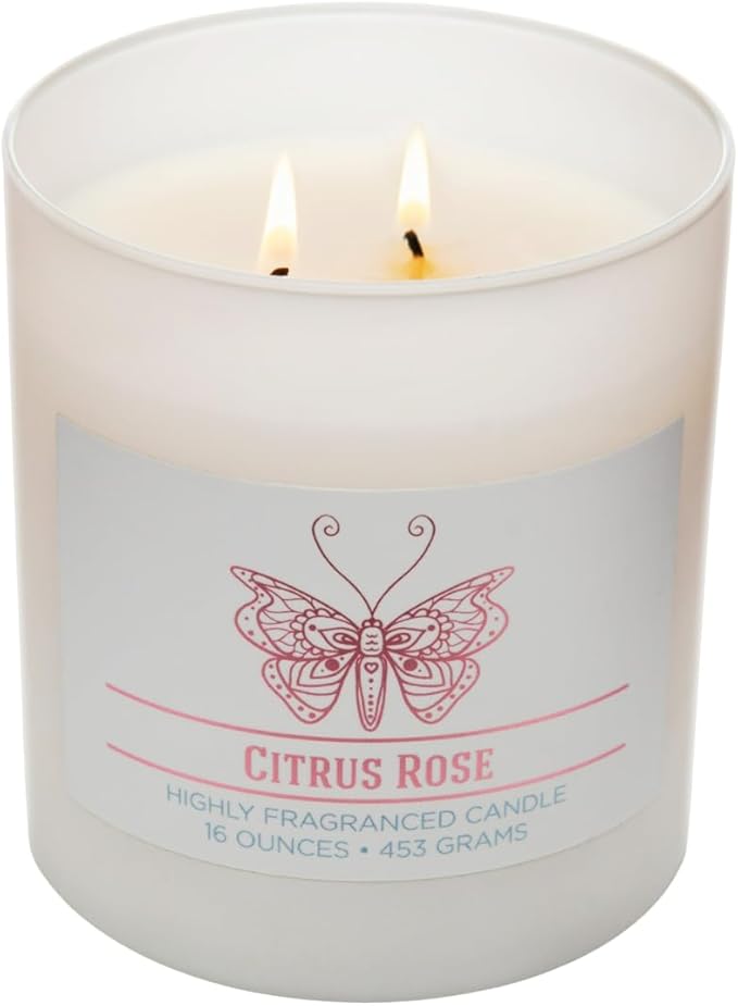 Carolina Citrus Rose Scented Candle, 16 oz Wellness Relaxing Aromatherapy Candle - Image 4
