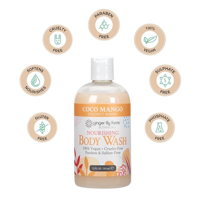 Ginger Lily Farms Botanicals Nourishing Body Wash, Coco Mango, 100% Vegan & - Image 4