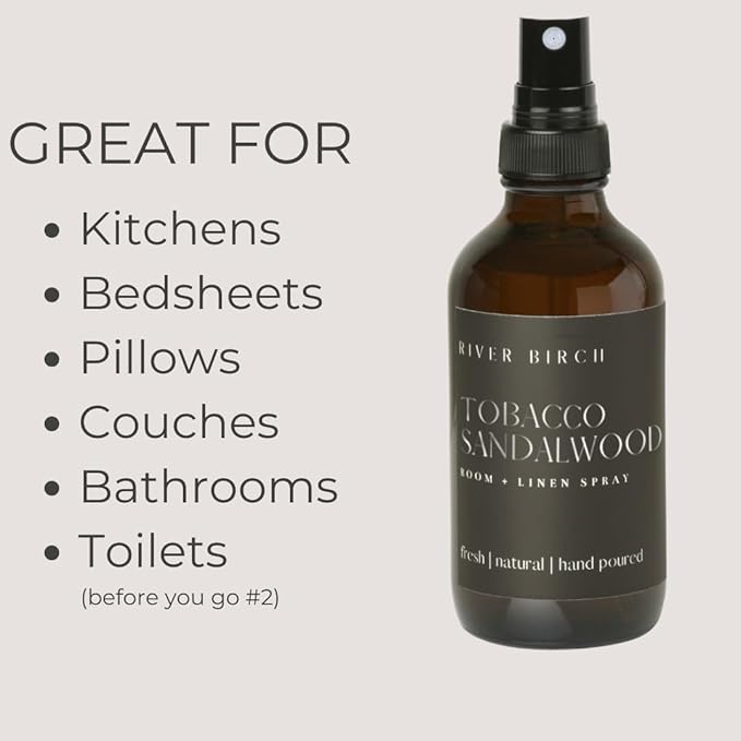 River Birch Tobacco Sandalwood Scented Linen and Room Spray | Home Fragrance | - Image 5