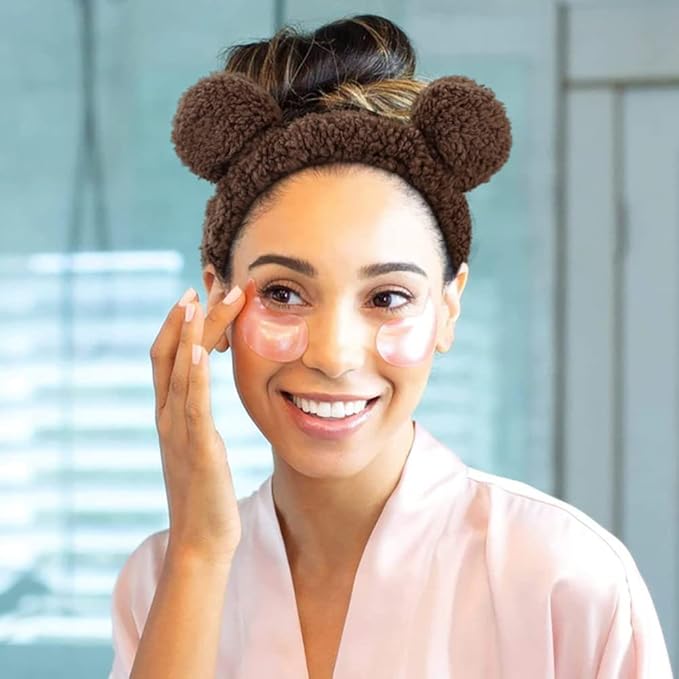 Huachi Bear Ears Headbands for Women Face Washing Spa Makeup Hair Bands Korean - Image 5
