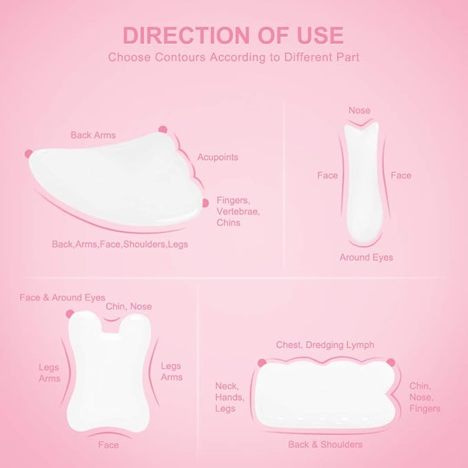 airogym 4 Pack Gua Sha Scraping Massage Tool, Natural Stone Gua Sha Board - Image 5