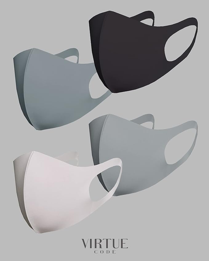 Virtue Code Second Skin Cloth Face Mask Pack. 4 Buttery Soft Masks Washable - Image 4
