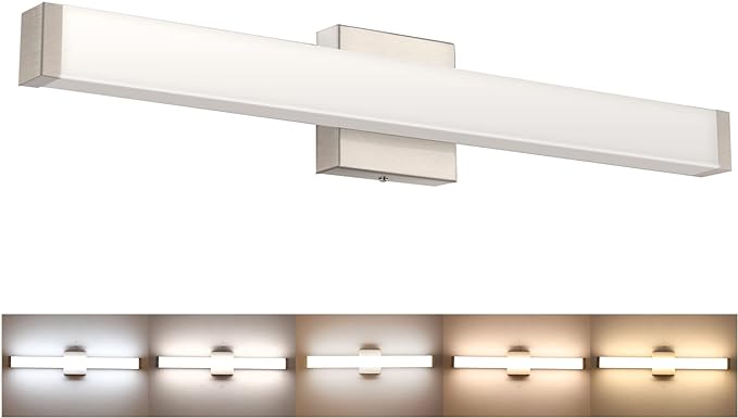 Bathroom Vanity Light Brushed Nickel Square LED 24 inch 14W 4000K Natural White by Enjoyyourhealthylife