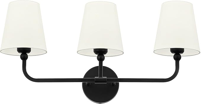 Bathroom Light Fixtures, 3-Light Matte Black Vanity Lights by Metwet