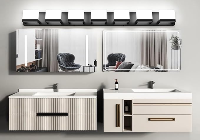 Tipace LED Modern Bathroom Vanity Light Fixtures, 7 Lights Black Vanity Lighting - Image 8